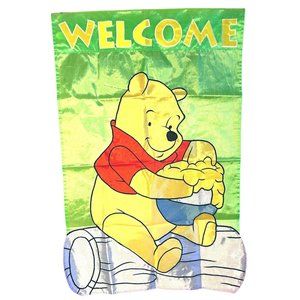 VTG Disney 1998 Pooh 100 Acre Collection Embroidered 100% Nylon Yard Flag 43x27